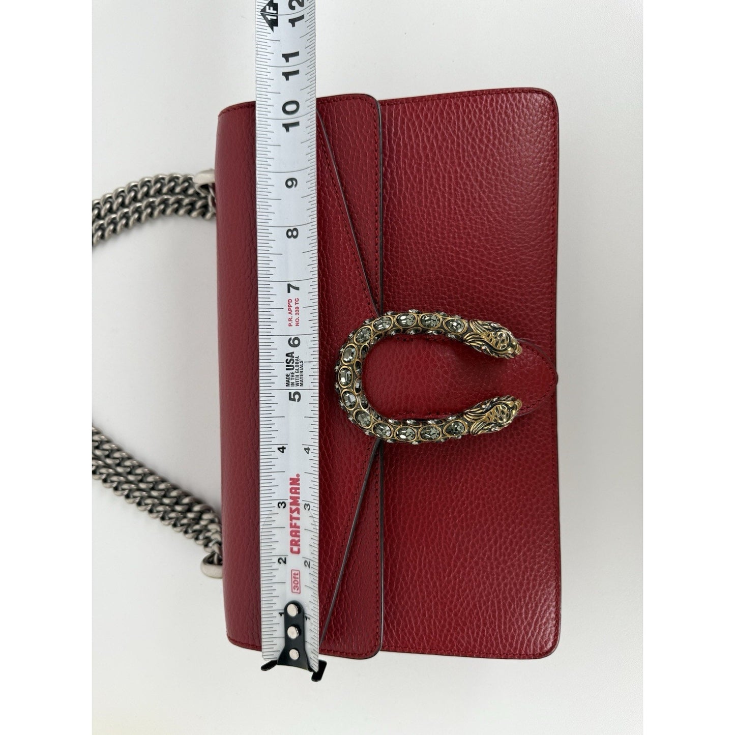 Gucci Dionysus Small Chain Strap Women's Shoulder Bag in Red Leather