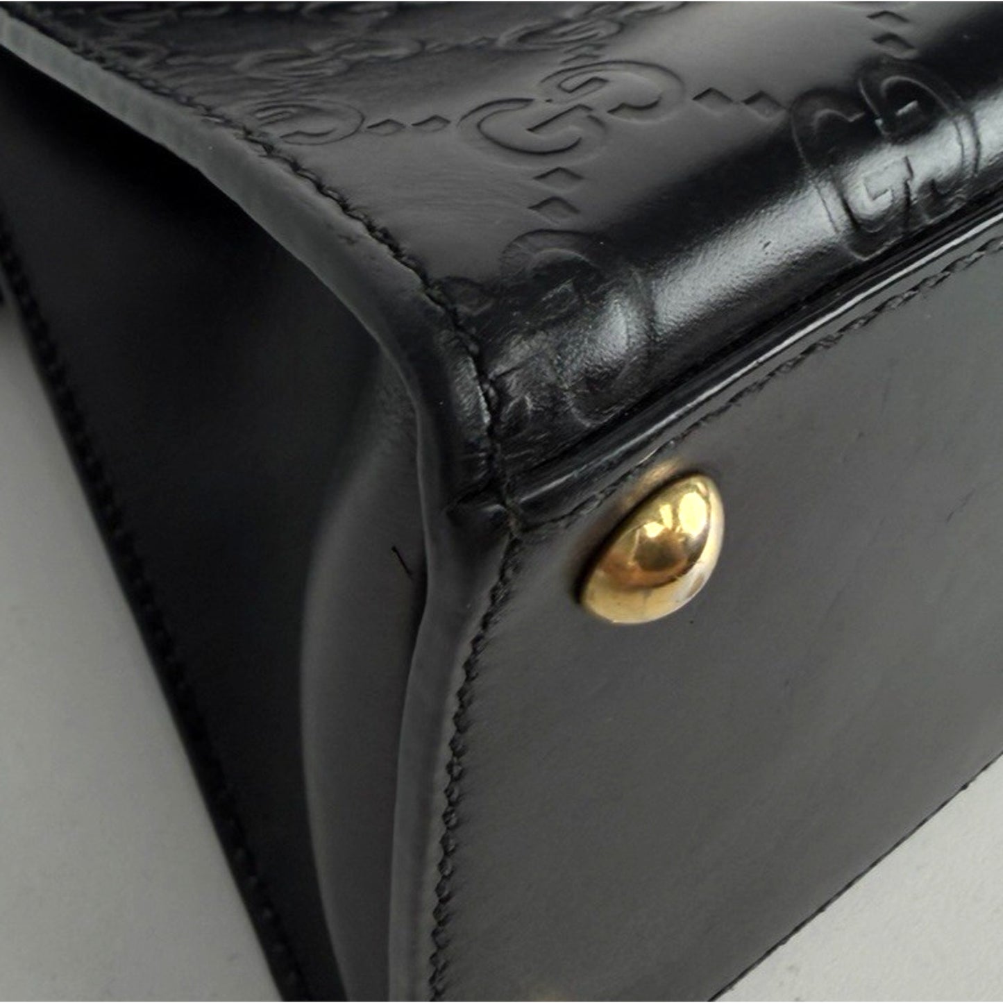 Gucci Padlock Small Bag in Black Embossed GG Leather Top Handle S