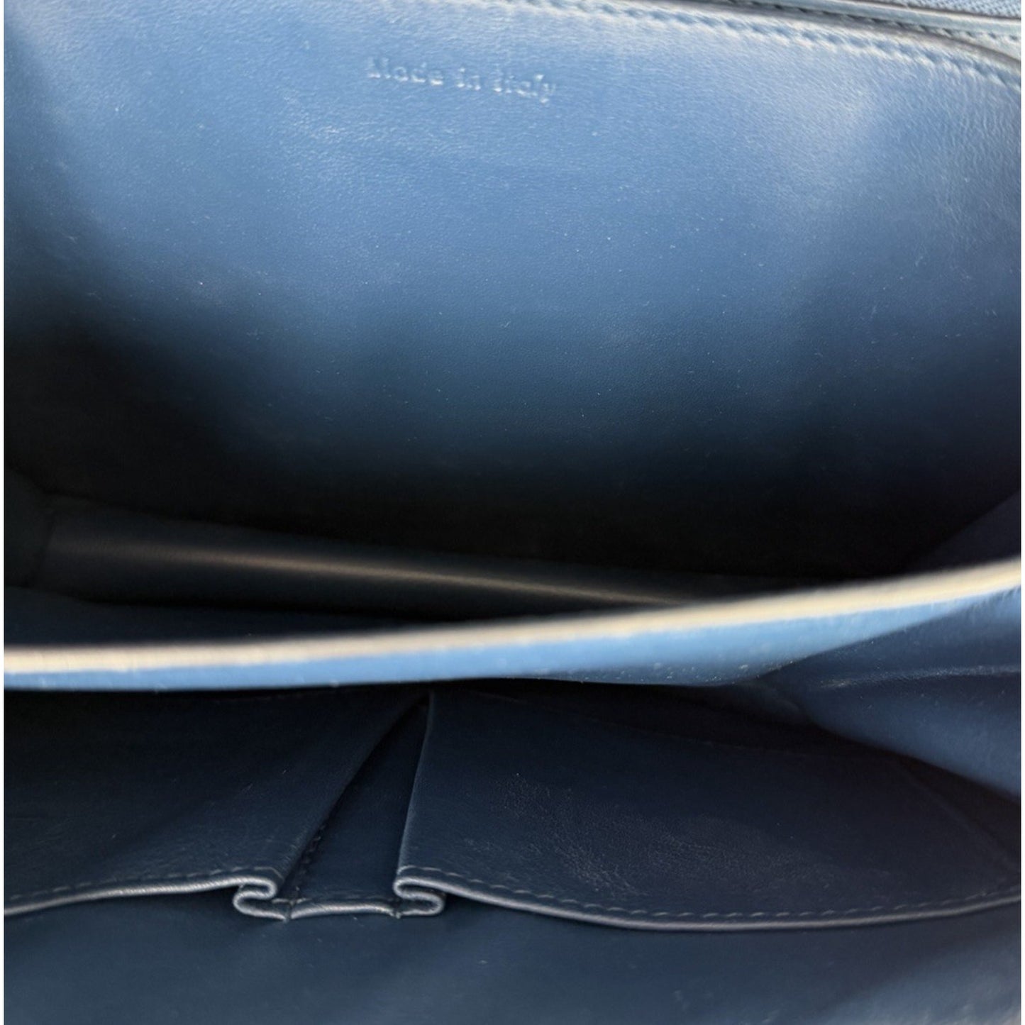 Celine Classic Box Bag Medium Blue Calfskin Leather Gold-Tone Hardware R1
