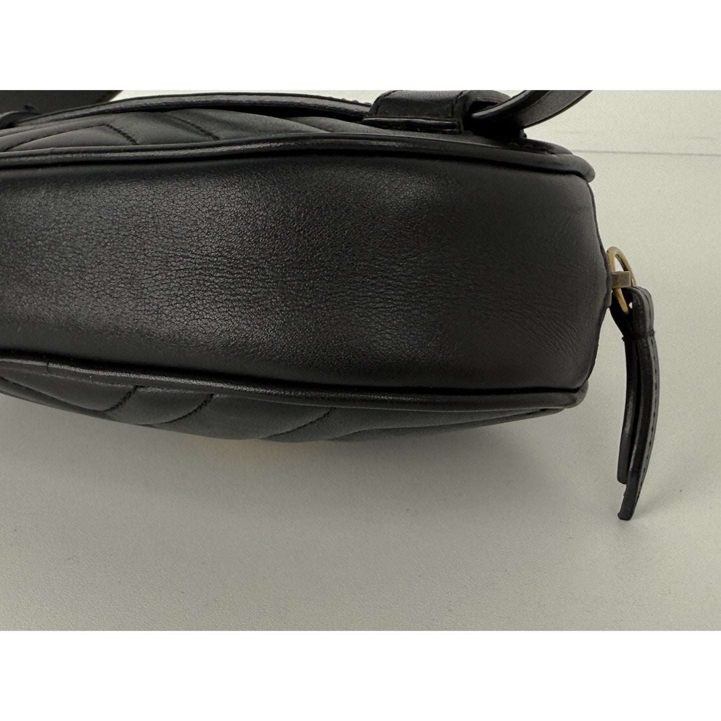 Gucci GG Marmont Black Matelasse Leather Belt Bag