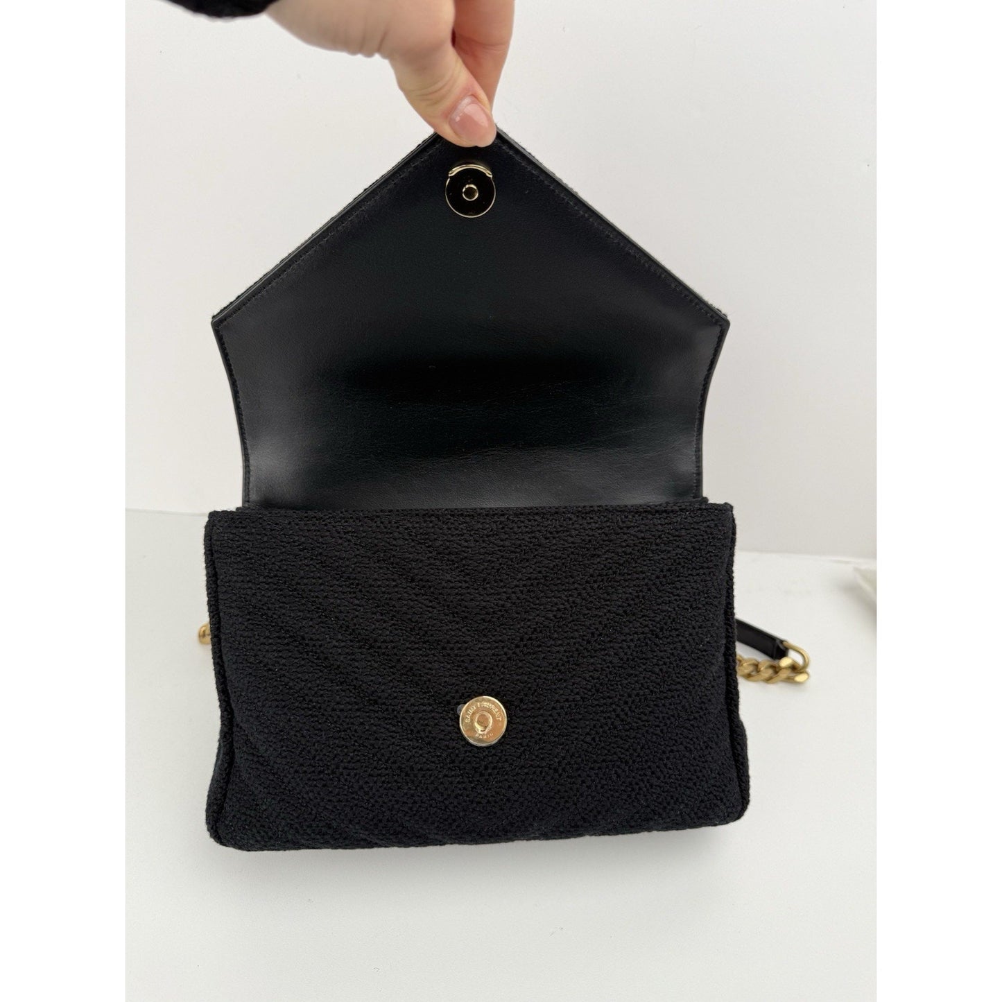 Saint Laurent College Medium Shoulder Bag in Quilted Tweed