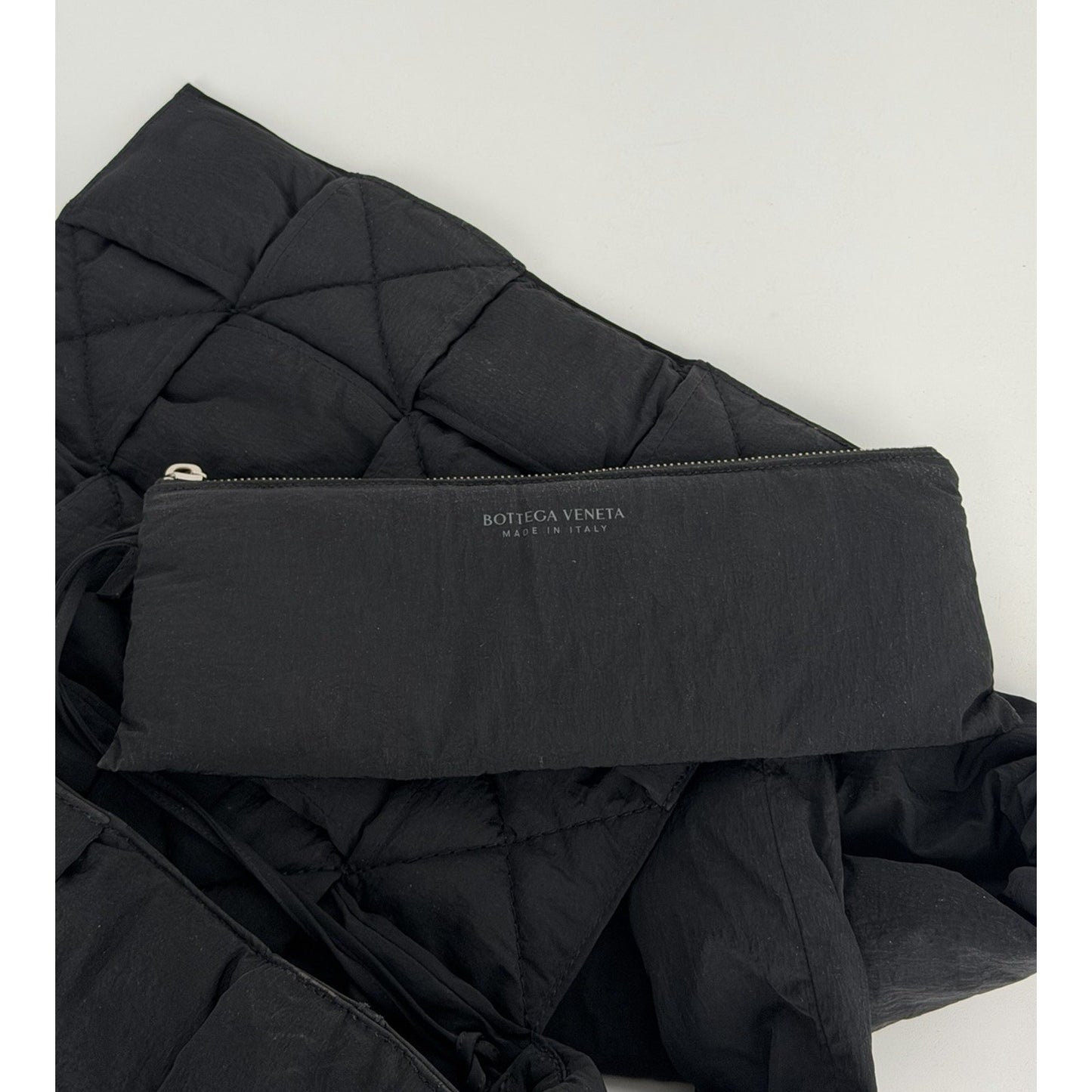 Bottega Veneta Black Nylon Shoulder Bag with Attached Pouch S