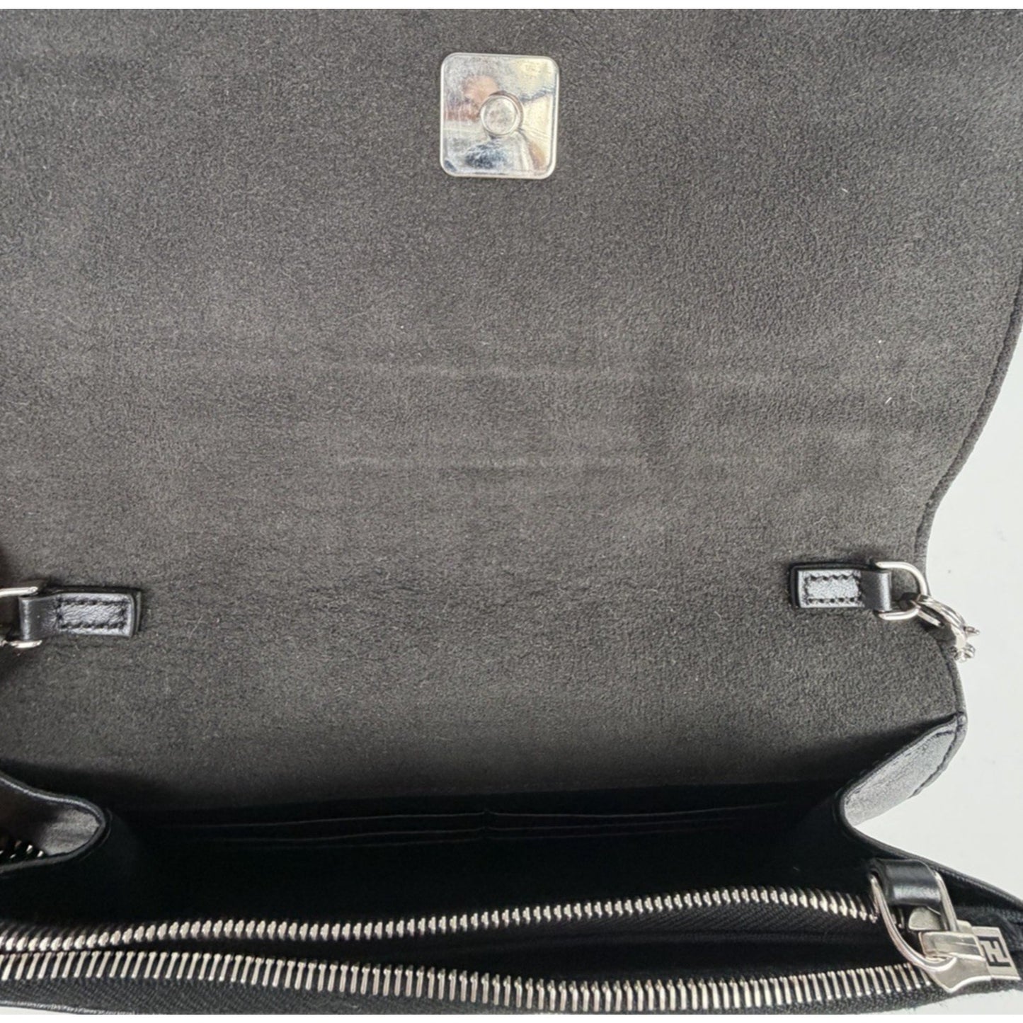 Fendi Vitello Liberty Tube Wallet on Chain Bag in Black Multi-Colored Studs S10