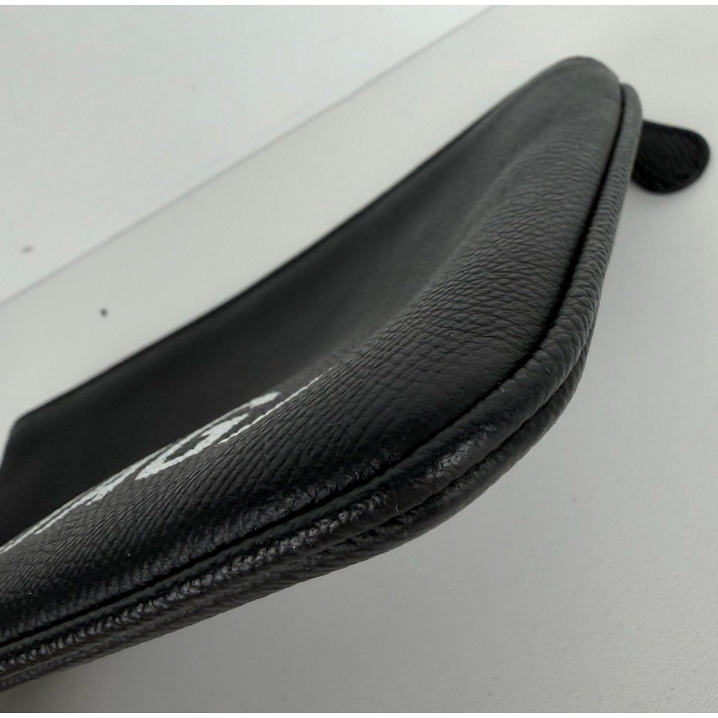 Balenciaga Ville Clutch Bag in Black Grained Leather with White Logo S-16