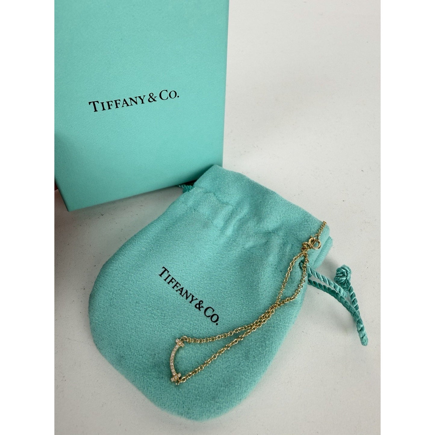 Tiffany T Smile Mini Cable Chain Bracelet in 18k Yellow Gold with Diamonds
