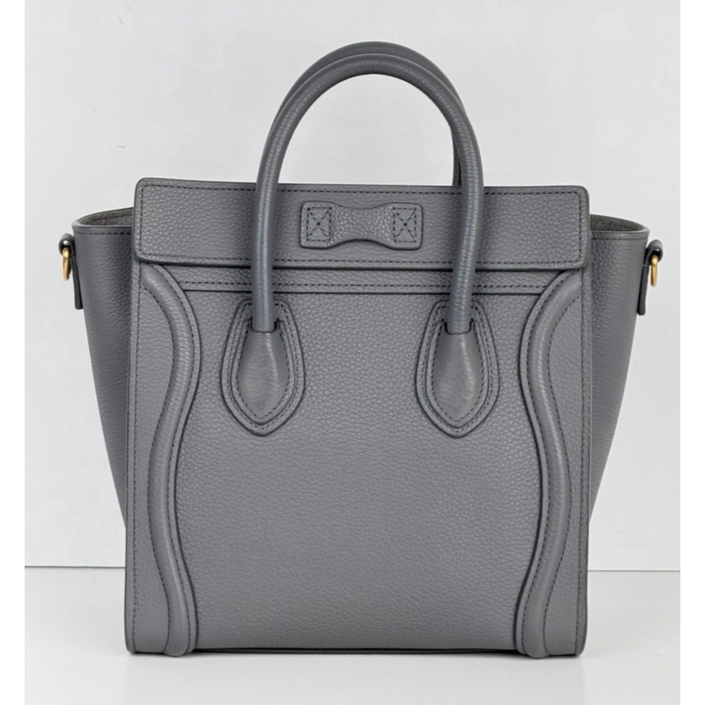 Celine Nano Luggage Bag in Grey Structured Calfskin Leather B-9