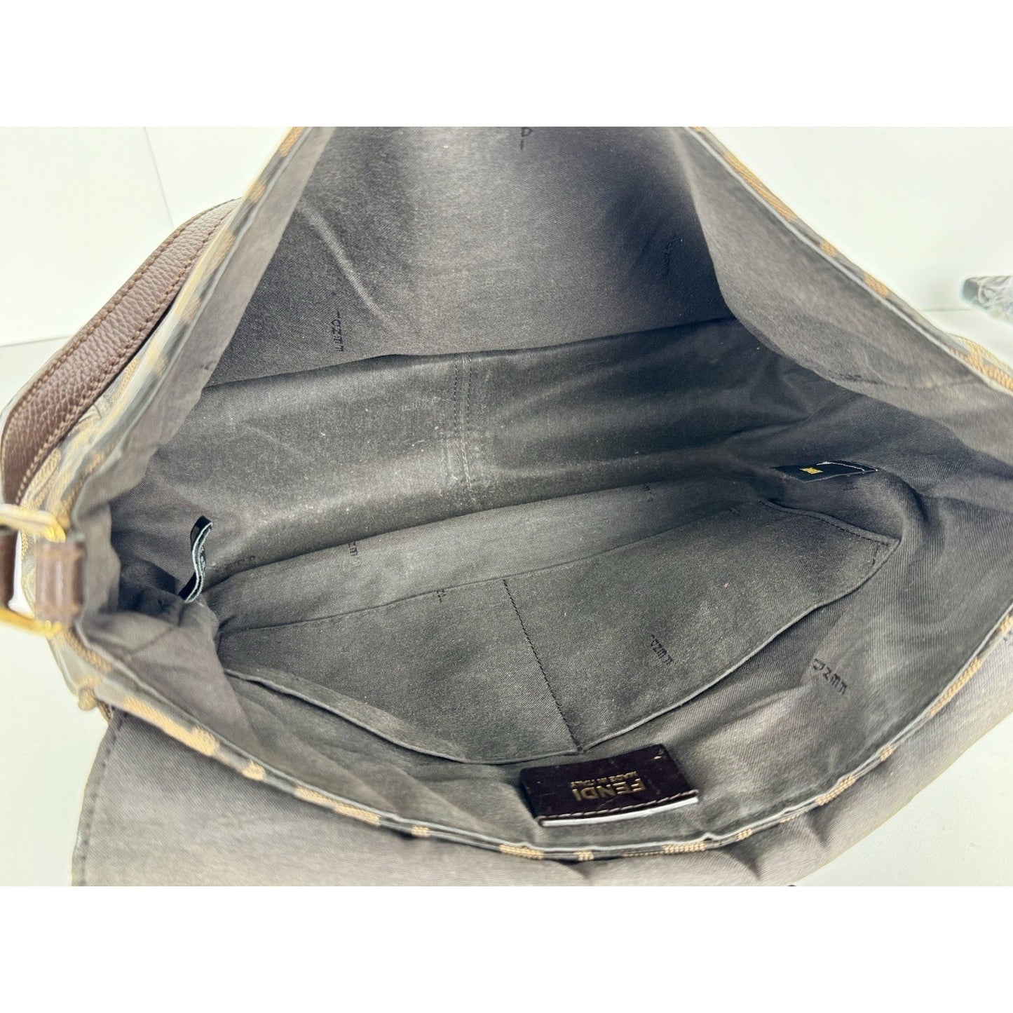 Fendi Tobacco Zucca Canvas Flap Crossbody Bag with Gold Hardware D-1