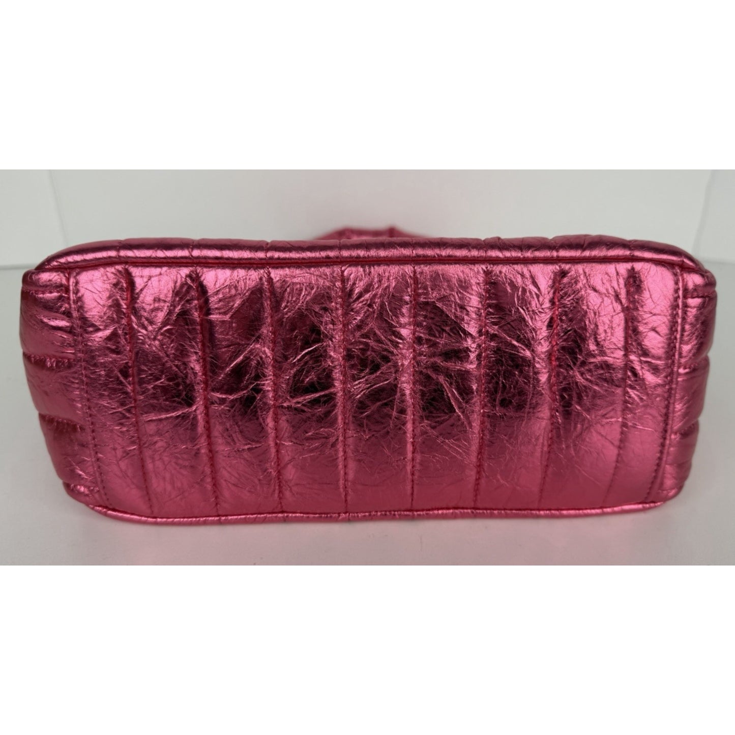Balenciaga Monaco Small Sling Bag in Metallized Quilted Pink Calfskin E6