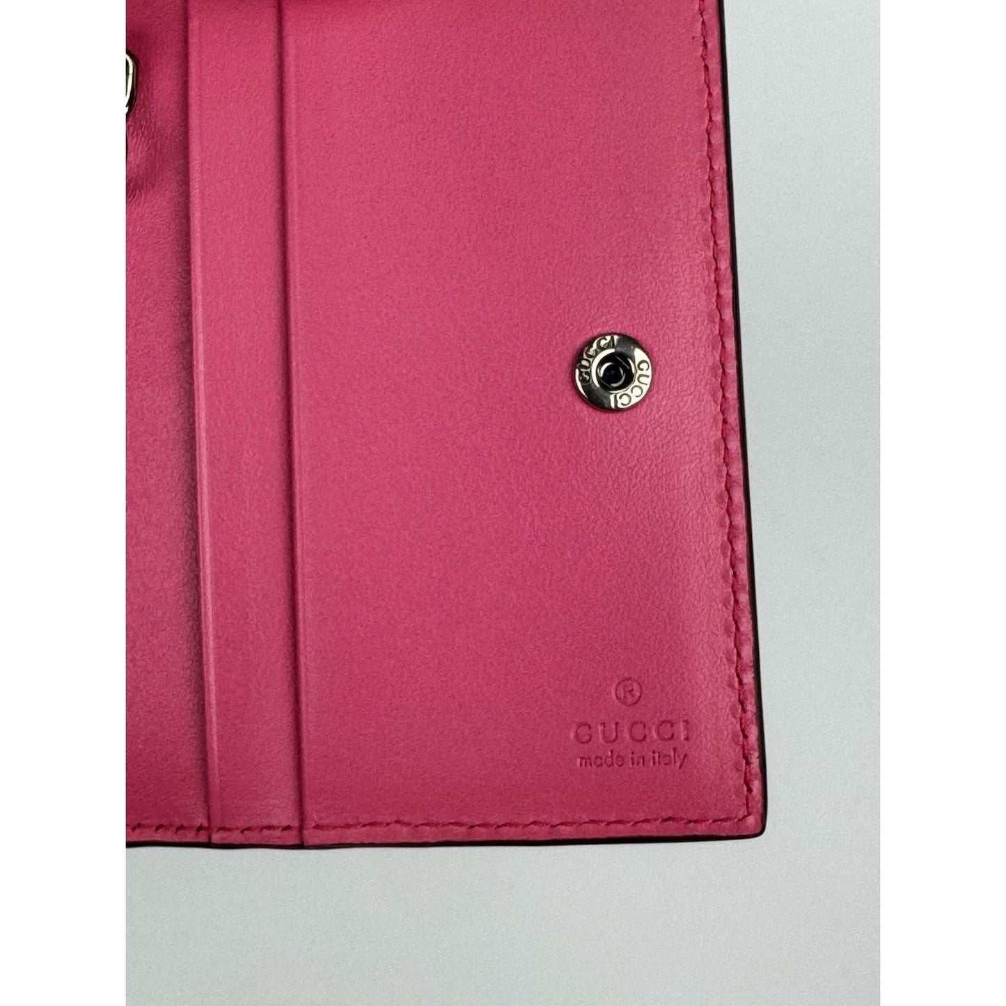 Gucci GG Perforated Leather Card Case in Pink C-1
