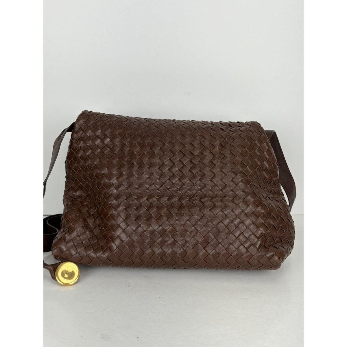 Bottega Veneta The Fold Crossbody Bag in Brown Intrecciato Leather C5