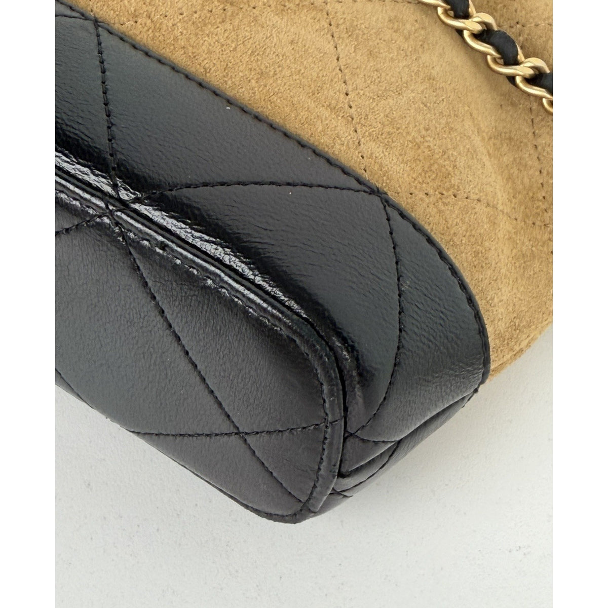 Chanel Coco Base Quilted Mini Hobo Clutch Bag with Chain in Brown Suede NFC E-3