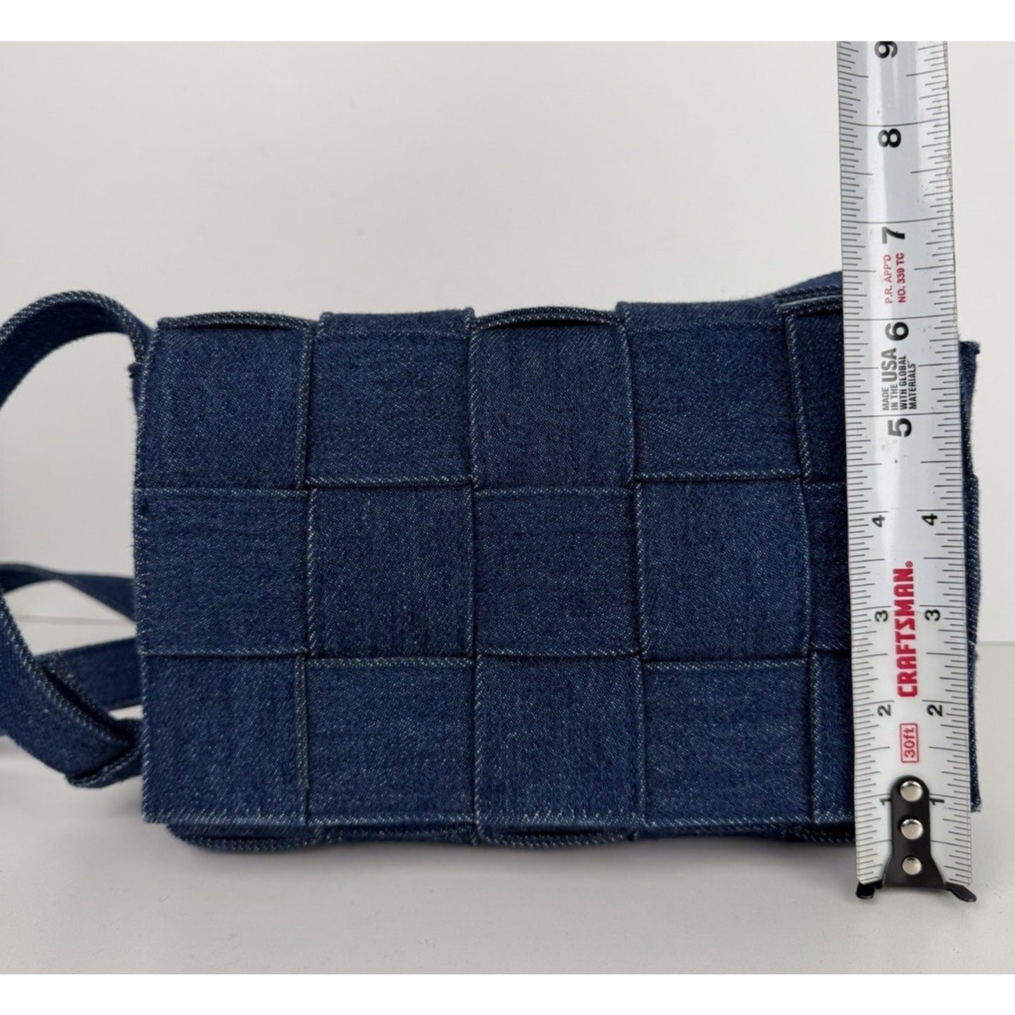 Bottega Veneta Cassette Crossbody Bag in Blue Denim Intrecciato Regular C3