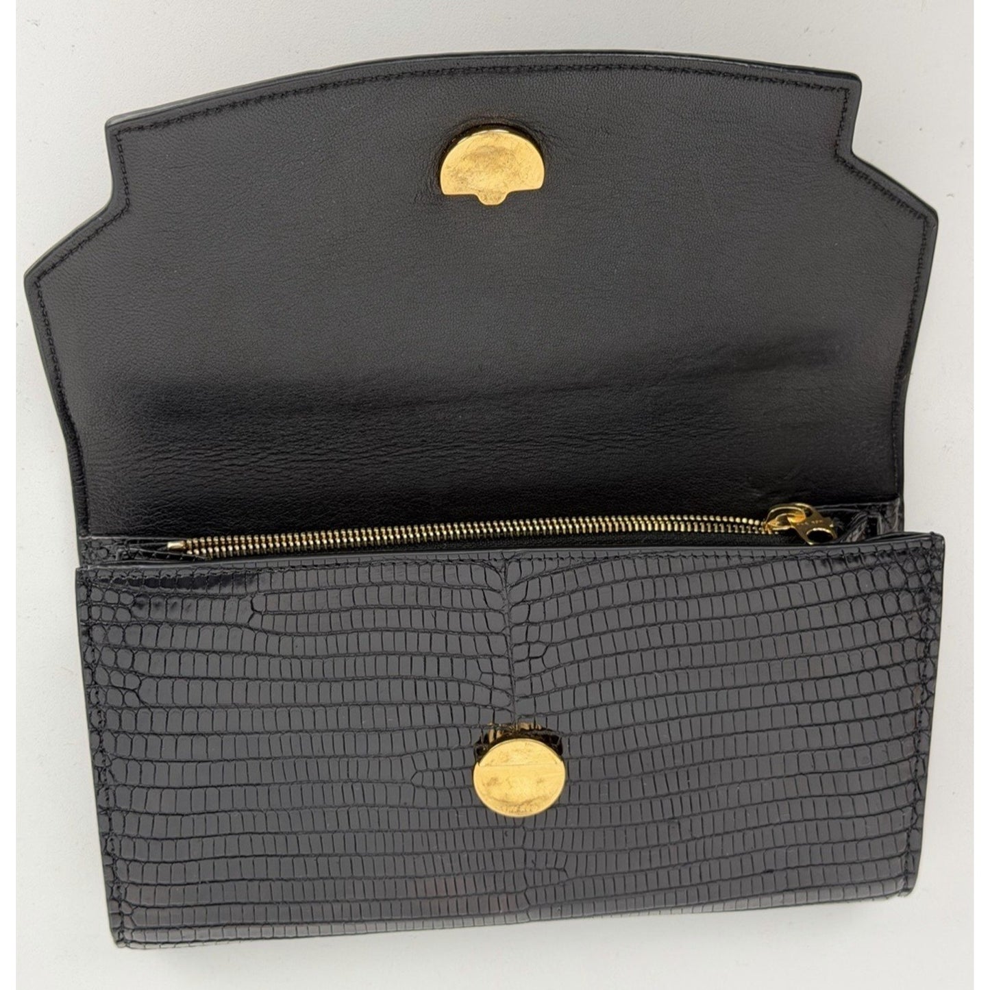 The Row Lady Wallet in Black Lizard Skin