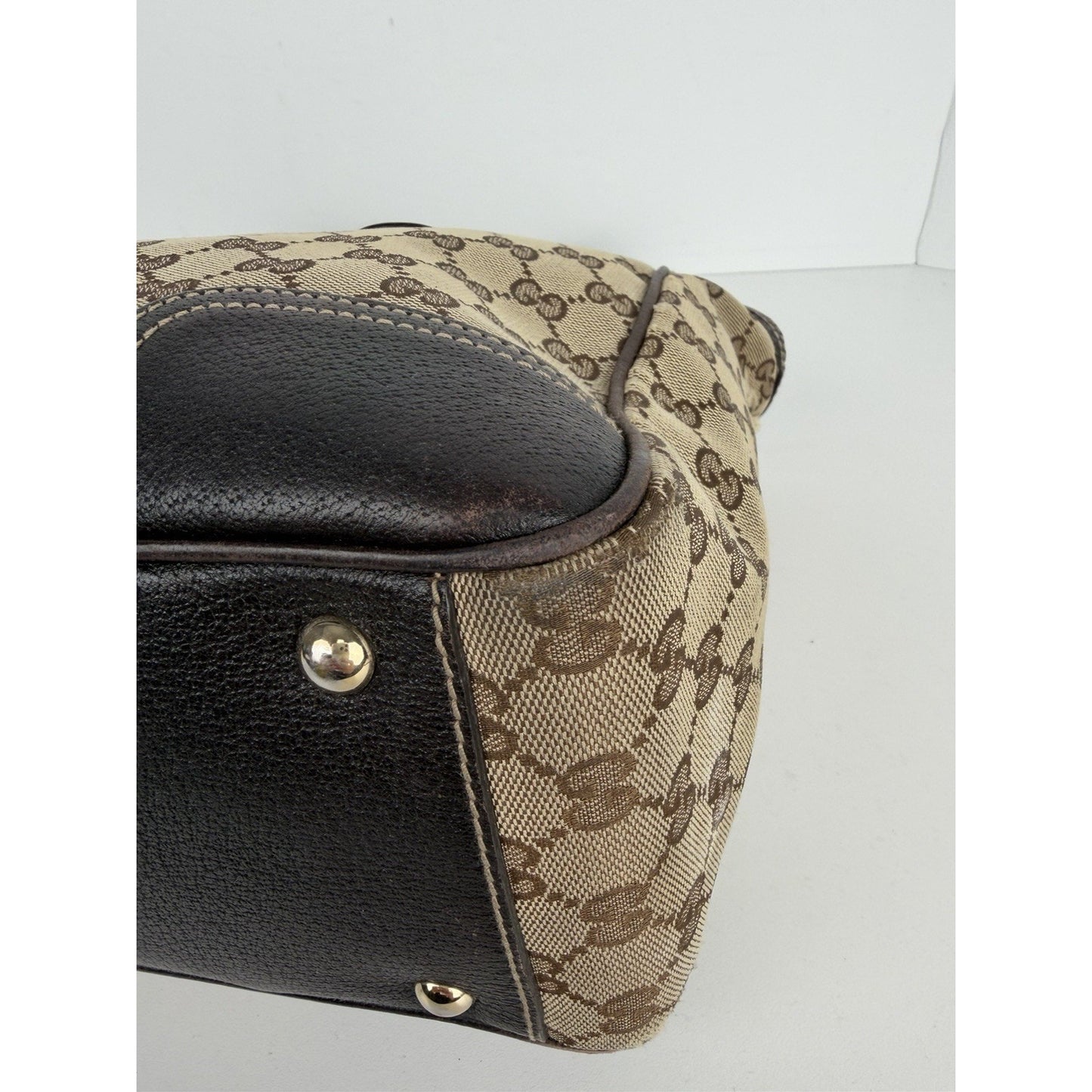 Gucci Medium Princy Tote Bag in GG Monogram Brown Canvas with Web Ribbon S18