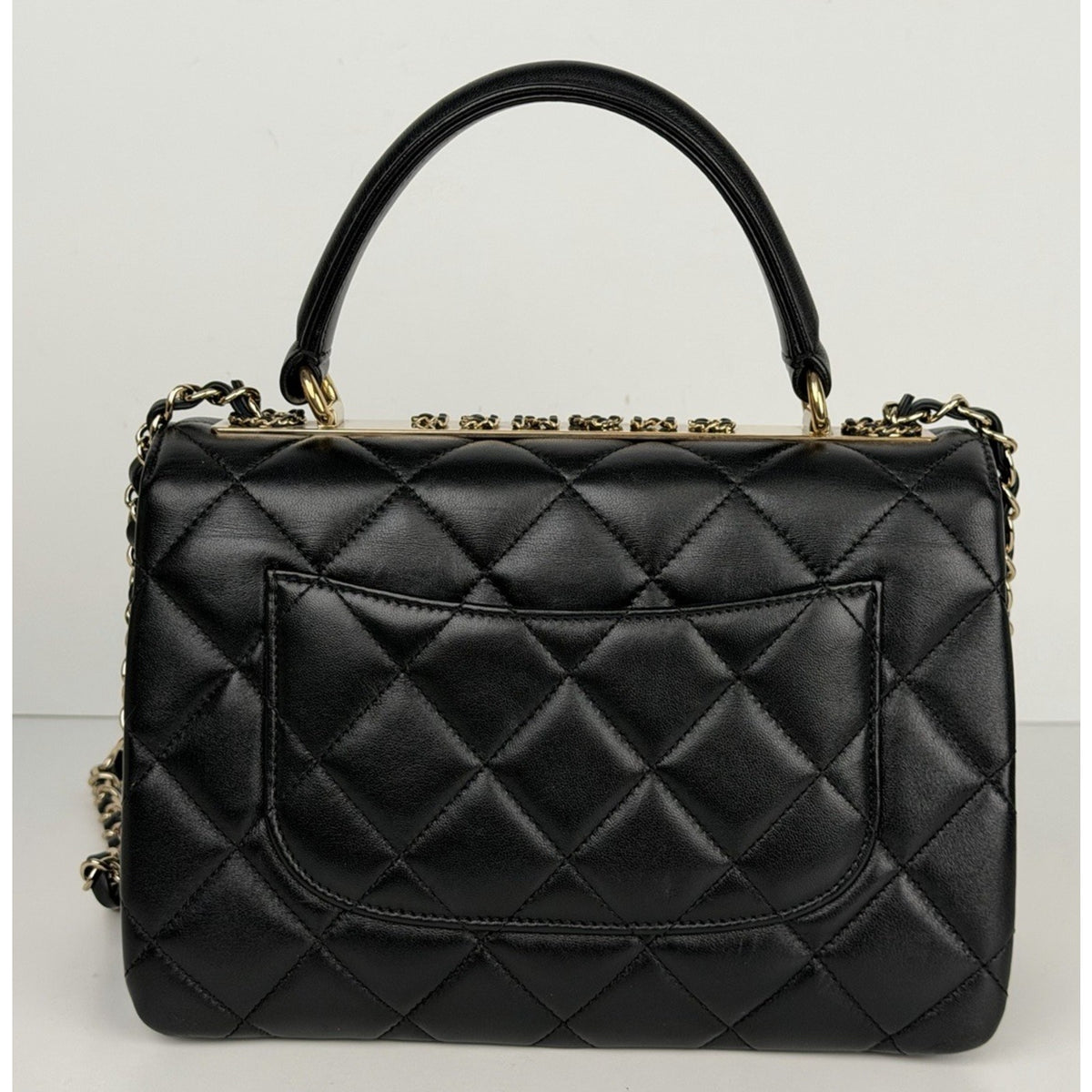 Chanel Trendy CC Small Flap Bag Black Quilted Lambskin Leather Microchipped F5