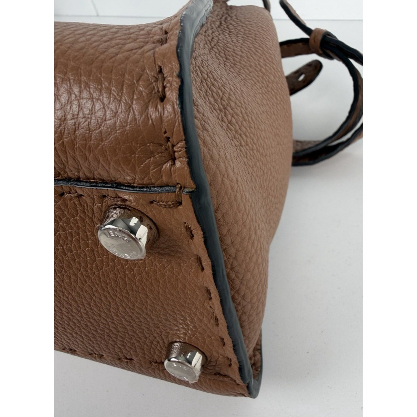 Fendi Selleria Peekaboo Handbag Medium Brown Cuoio Romano Leather B4