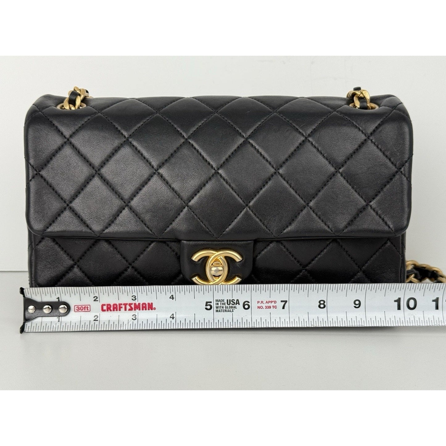 Chanel Timeless Classic Flap Medium Quilted Leather Shoulder Bag Black with Gold