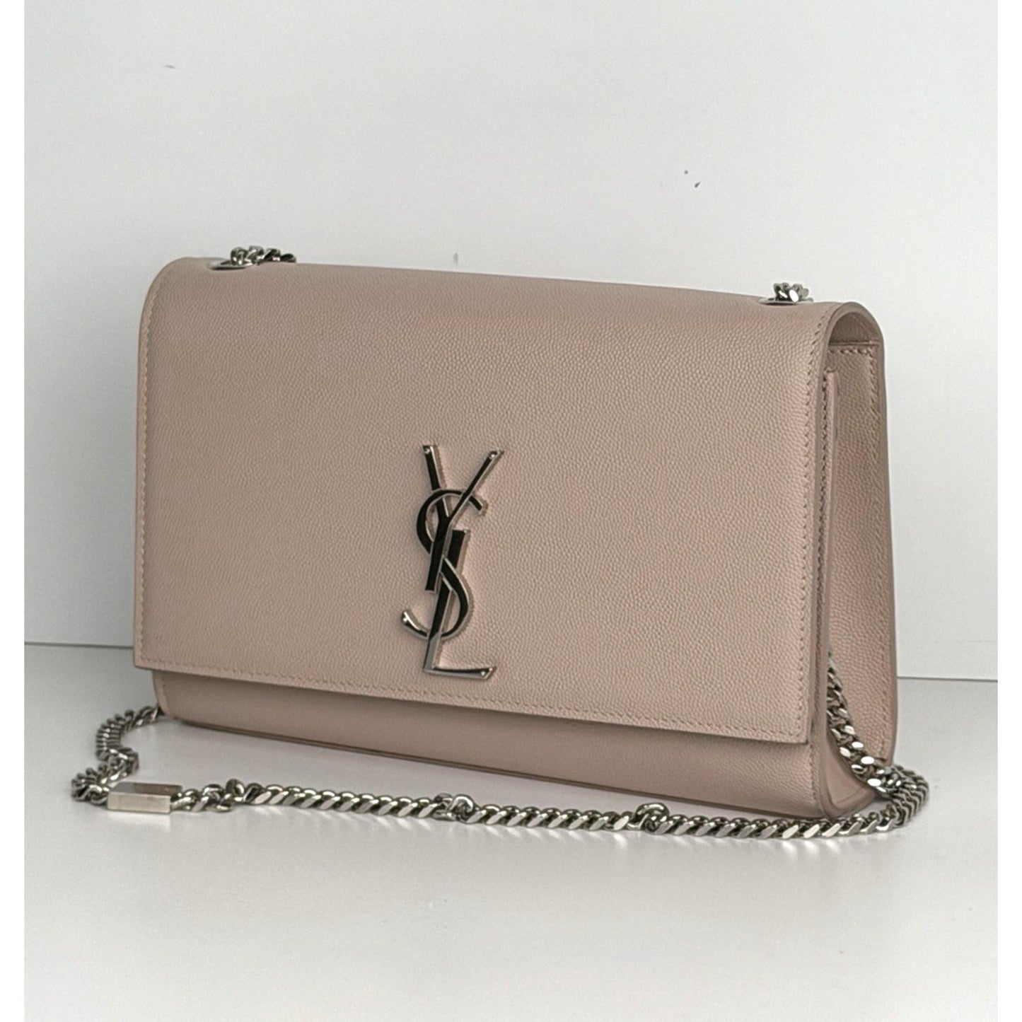 Saint Laurent Kate Shoulder Medium Bag Grained Marble Pink Leather S