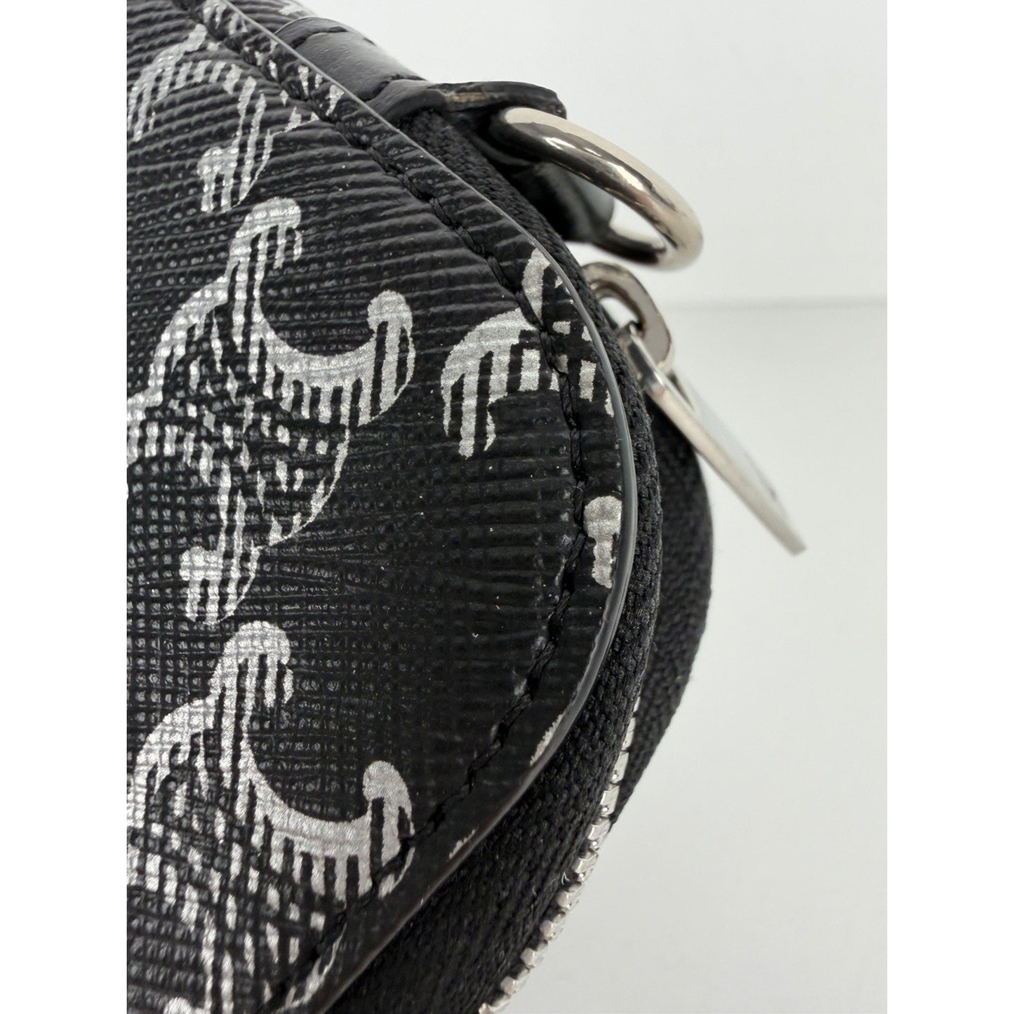 Celine Triomphe Horizontal Pouch Black Coated Canvas Smooth Calfskin Trim K2