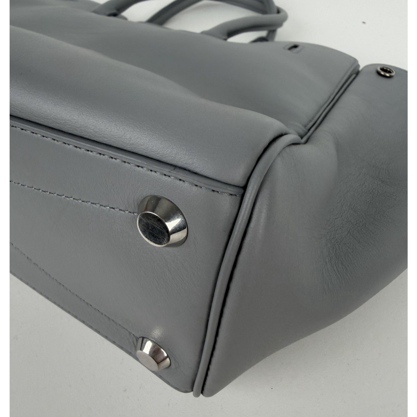 Balenciaga Smooth Calfskin Small Bel Air Carry All Bag in Cloud Grey Leather E7