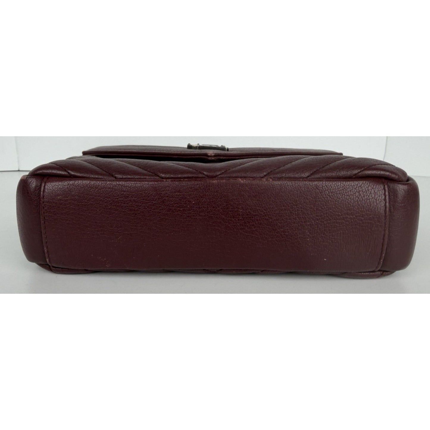 Saint Laurent Medium College Bag in Burgundy Quilted Leather D2