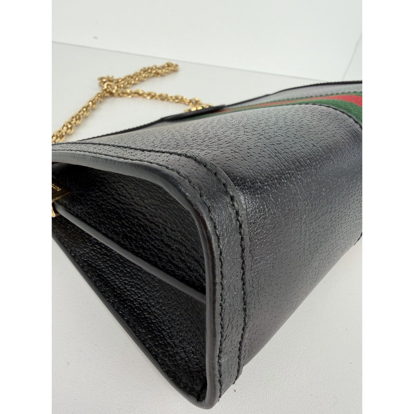 Gucci Ophidia Chain Shoulder Bag Small Black Calfskin Leather with Web Accent E6