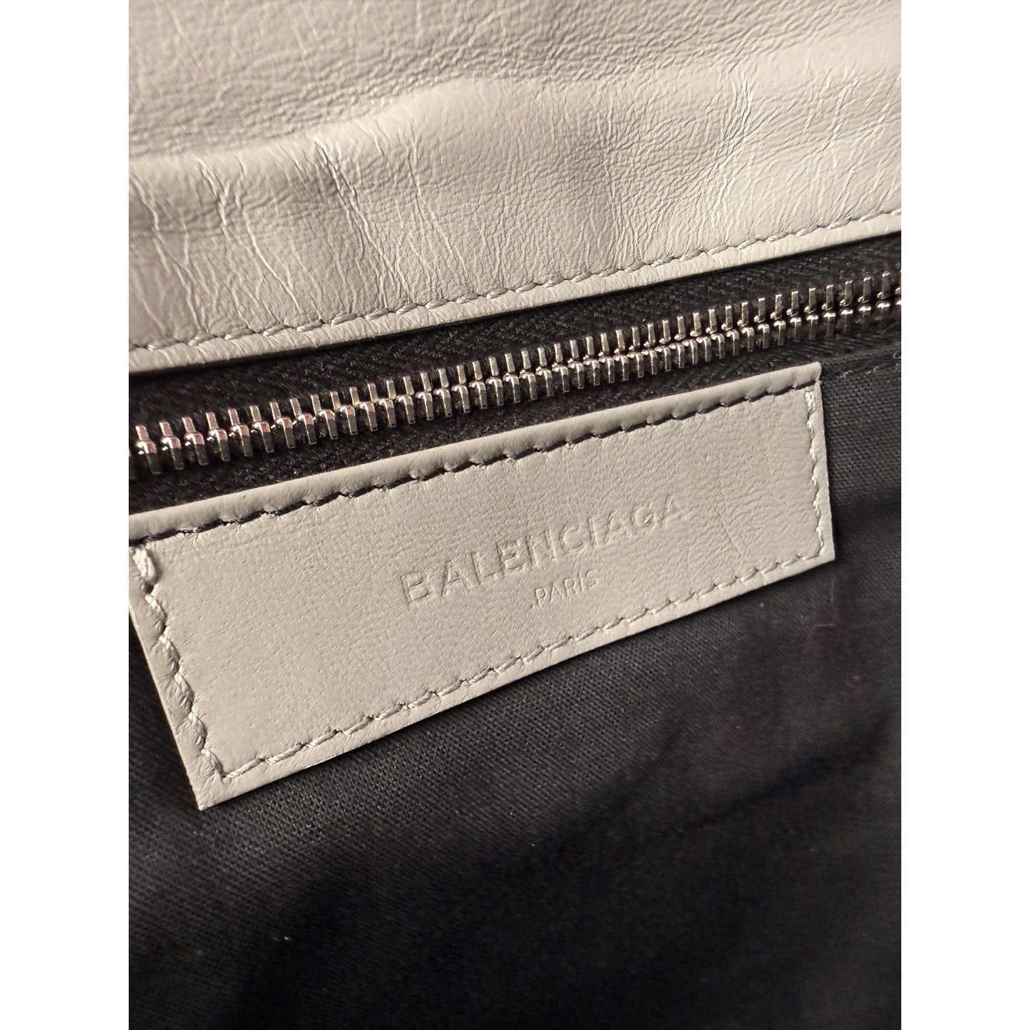 Balenciaga Chevre Motocross Classic Envelope Clutch Bag Light Gray Leather S19