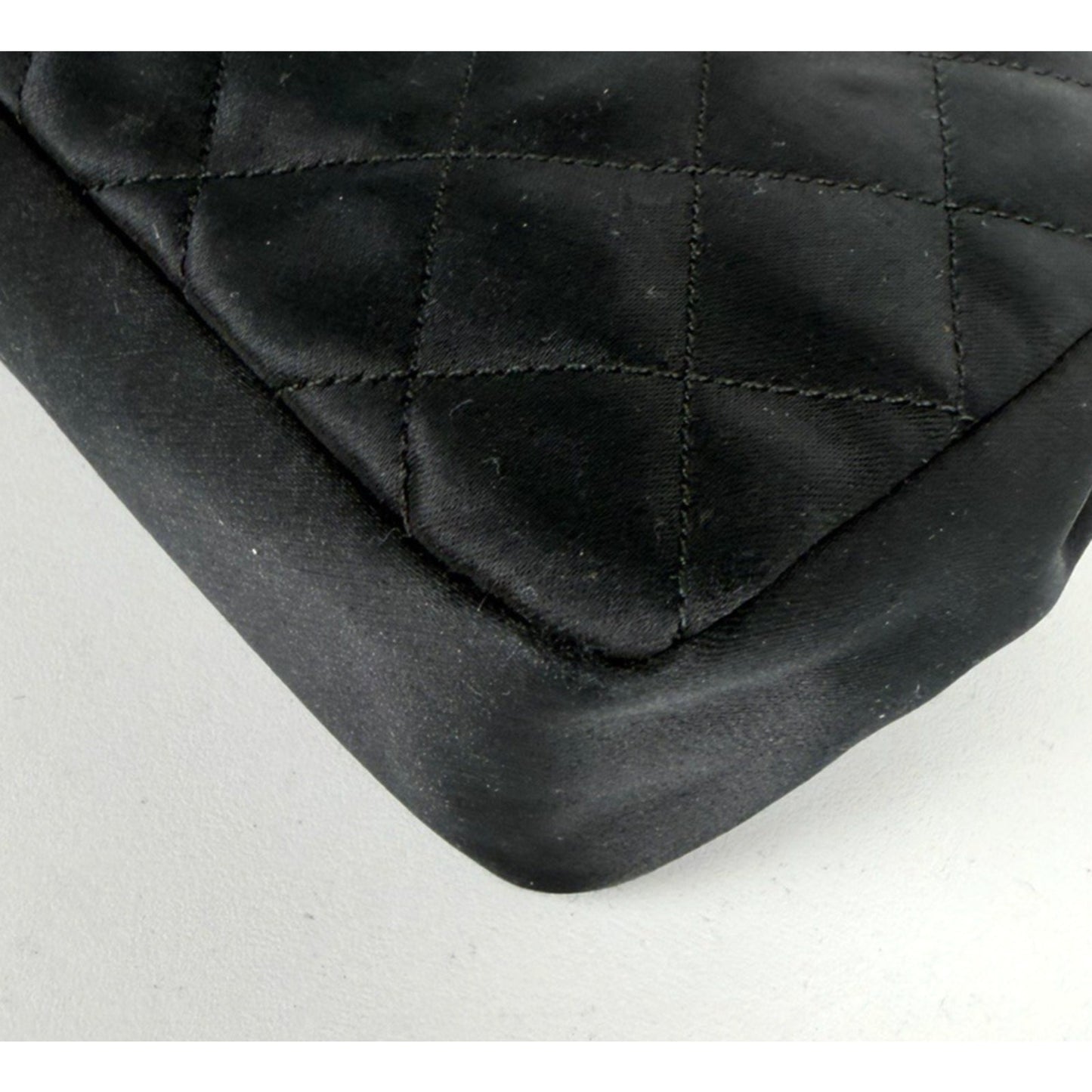 Chanel Satin Quilted CC Flap Mini Bag Vintage in Black with Gold HW E8