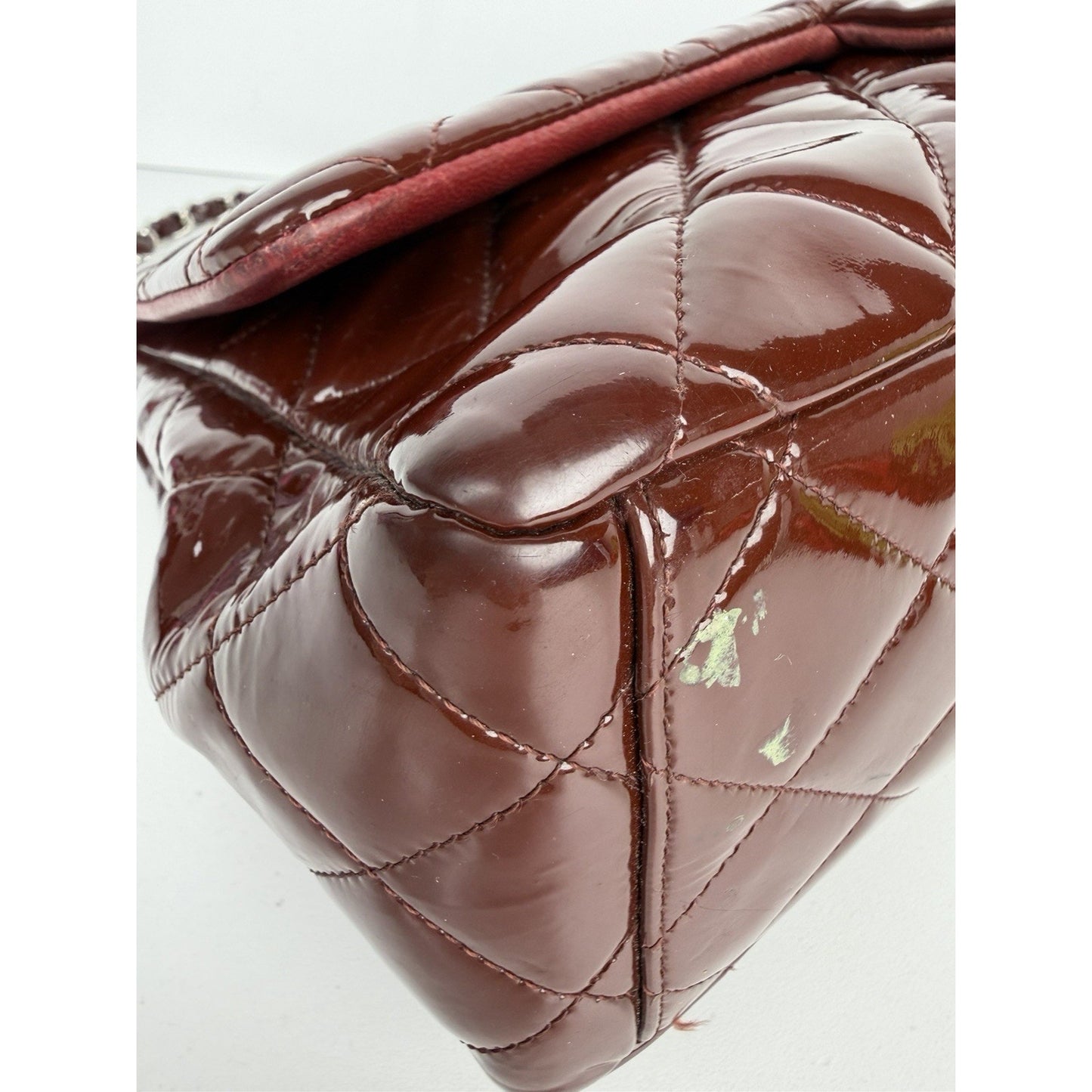 Chanel Maxi Classic Single Flap Bag Burgundy Quilted Patent Leather 2009-2010 D8