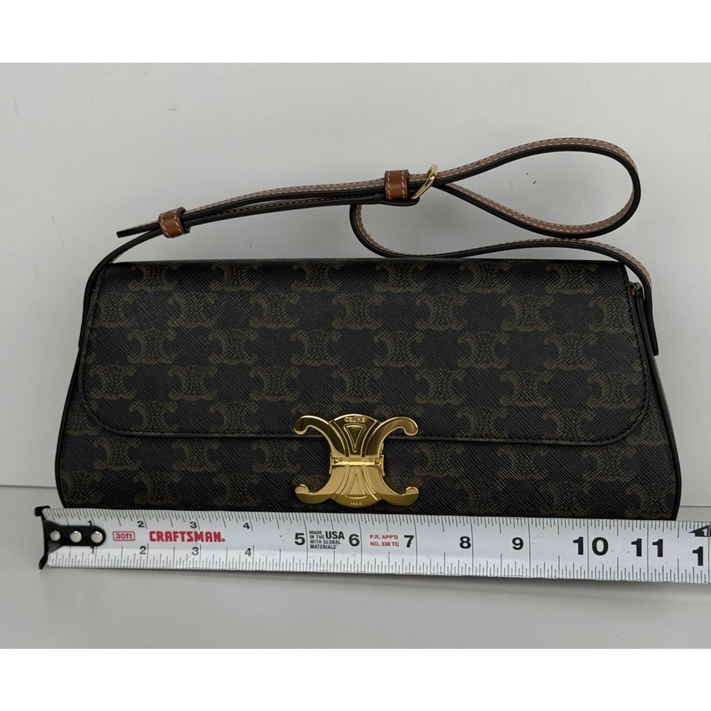 Celine Lola Triomphe Bag Coated Canvas and Calfskin & Gold-Tone Hardware B-2