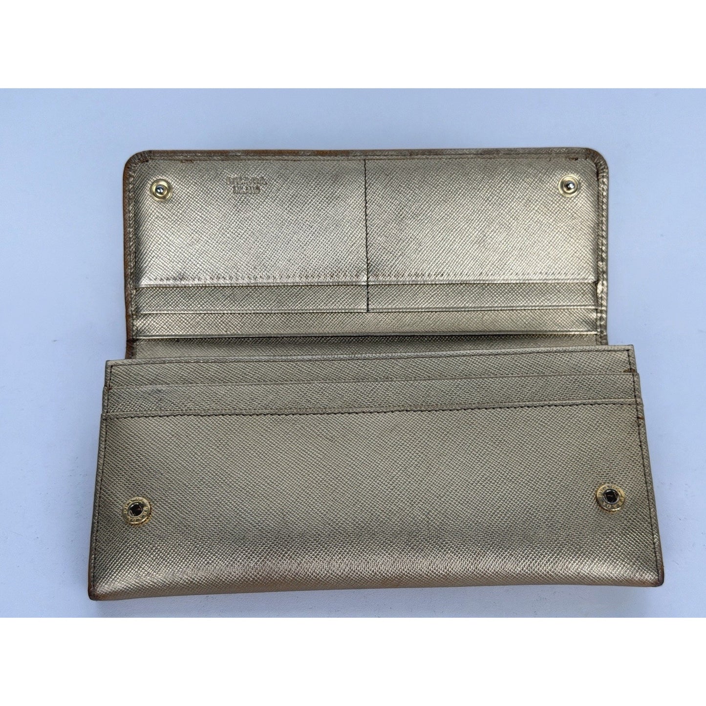 Prada Saffiano Bow Continental Wallet in Crosshatch-Textured Calf Leather