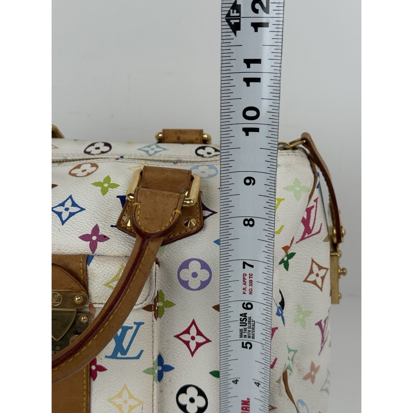 LOUIS VUITTON Speedy 30 Handbag White & Multicolor Monogram Canvas