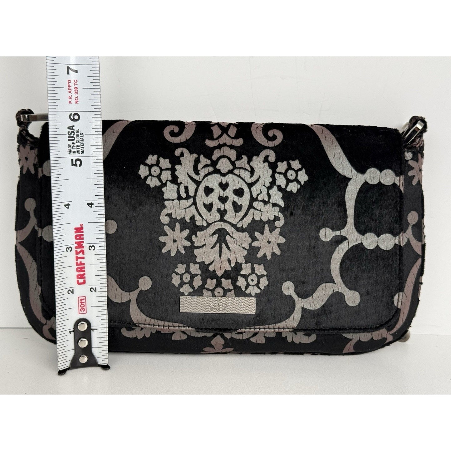 Gucci Vintage Velvet Devore Chain Black Shoulder Bag