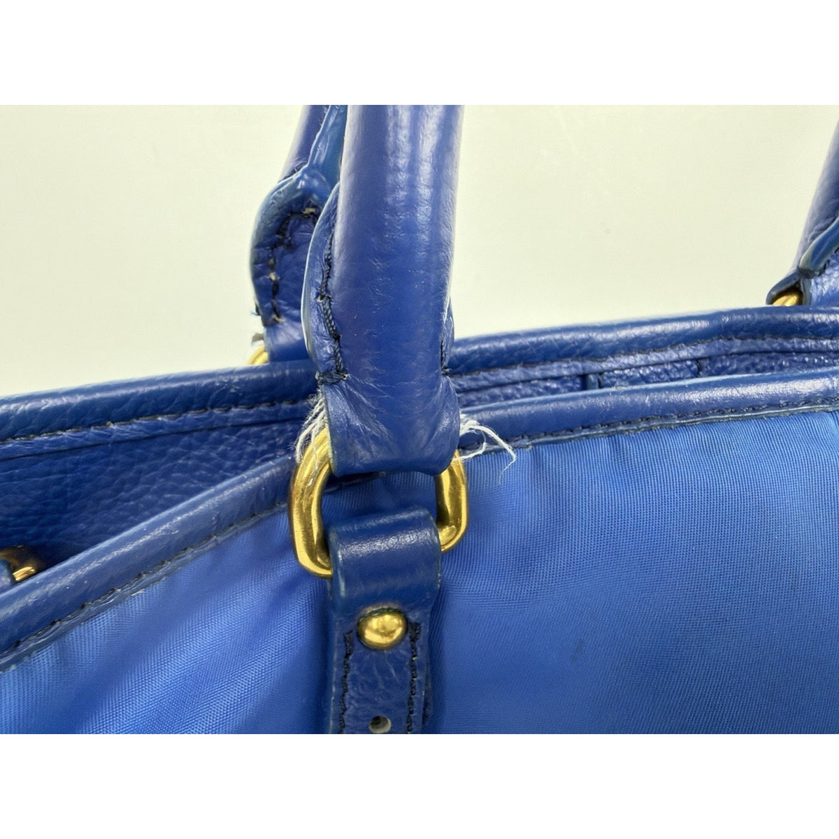 Prada Tessuto Convertible Small Tote Shoulder Bag in Blue Nylon&Saffiano S10