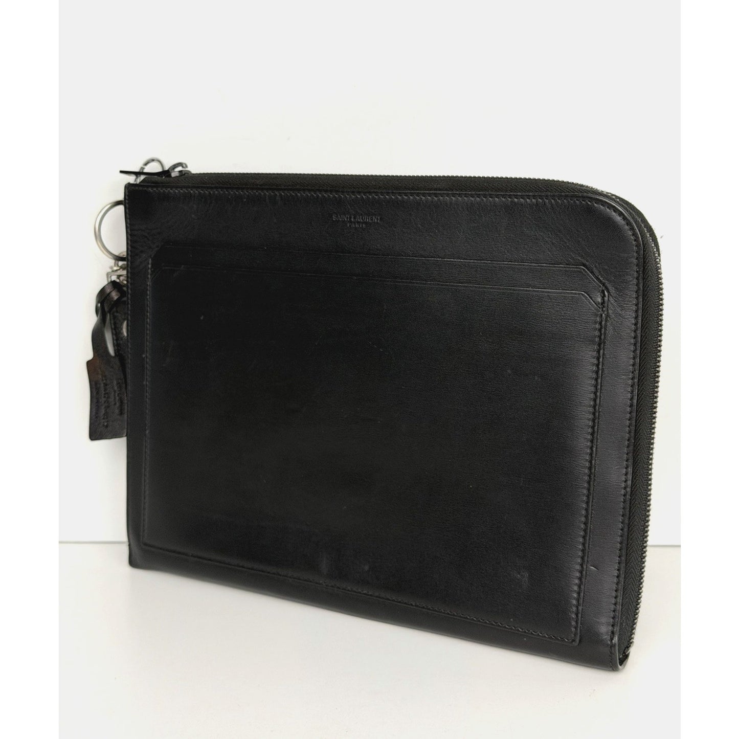 Saint Laurent Black Leather Clutch Bag or iPad Case S11