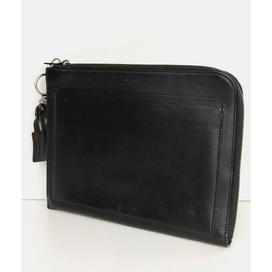 Saint Laurent Black Leather Clutch Bag or iPad Case S11
