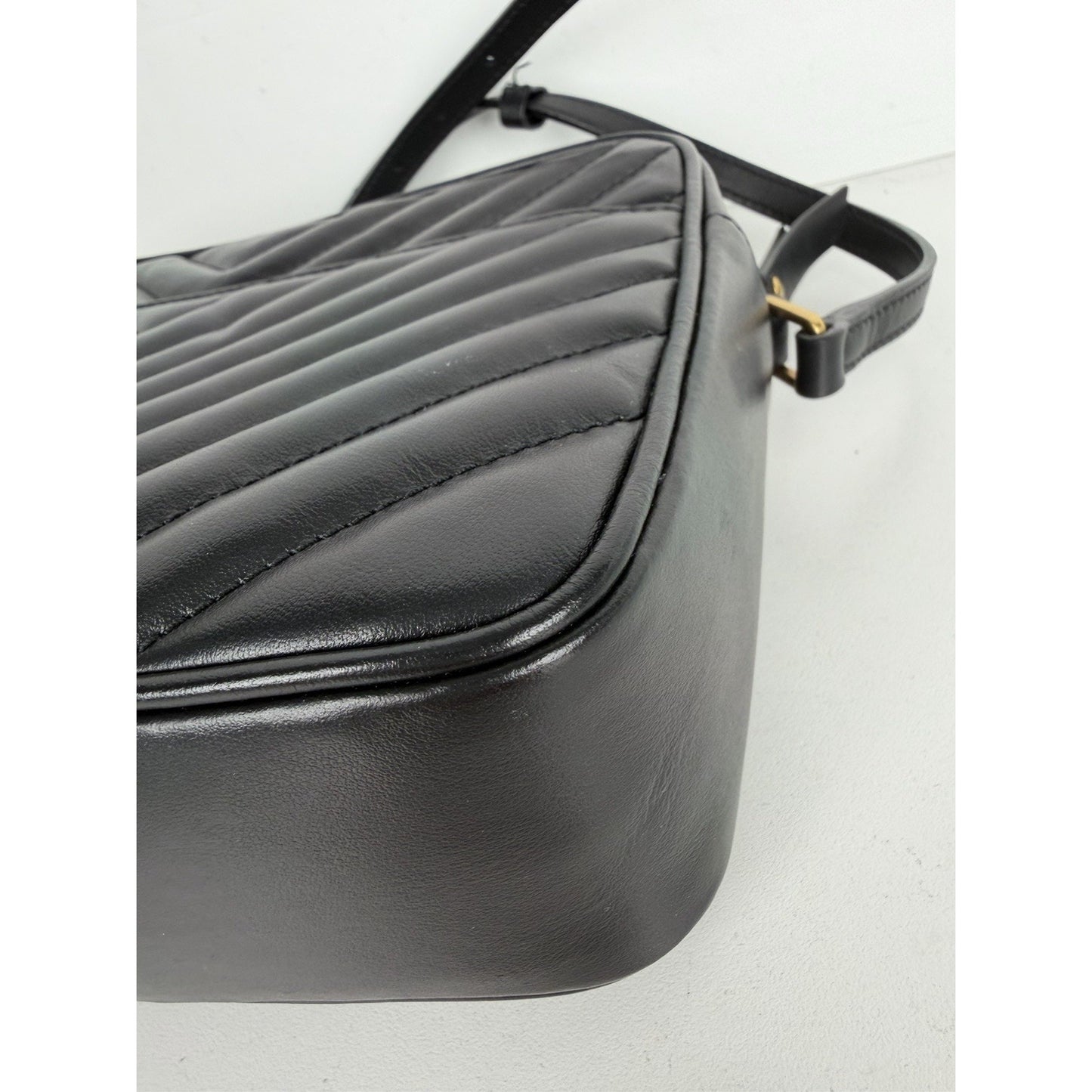 Saint Laurent Lou Camera Bag in Black Chevron Quilted Leather S11