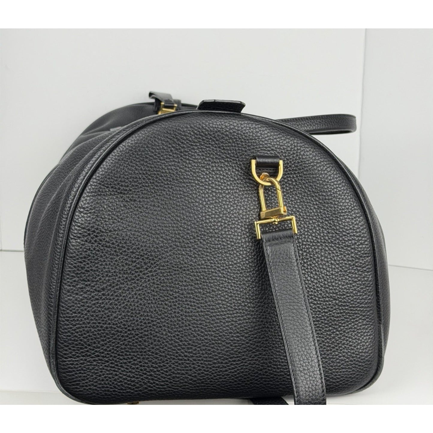 Tom Ford Weekend Black Grained Leather Duffle Bag Unisex&Gold-Tone Hardware