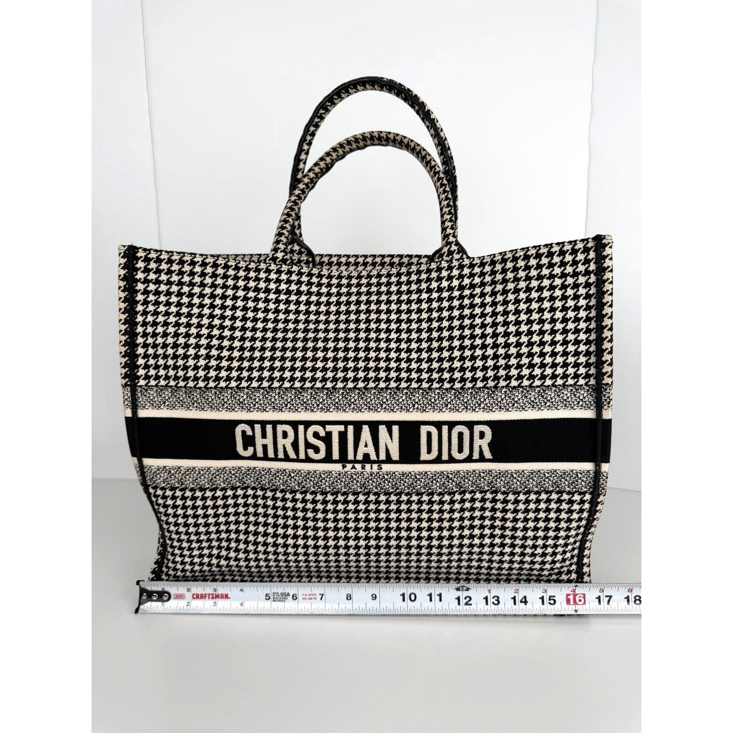 Christian Dior Book Tote Bag Large in Black & White Jacquard Canvas 2019 C-6