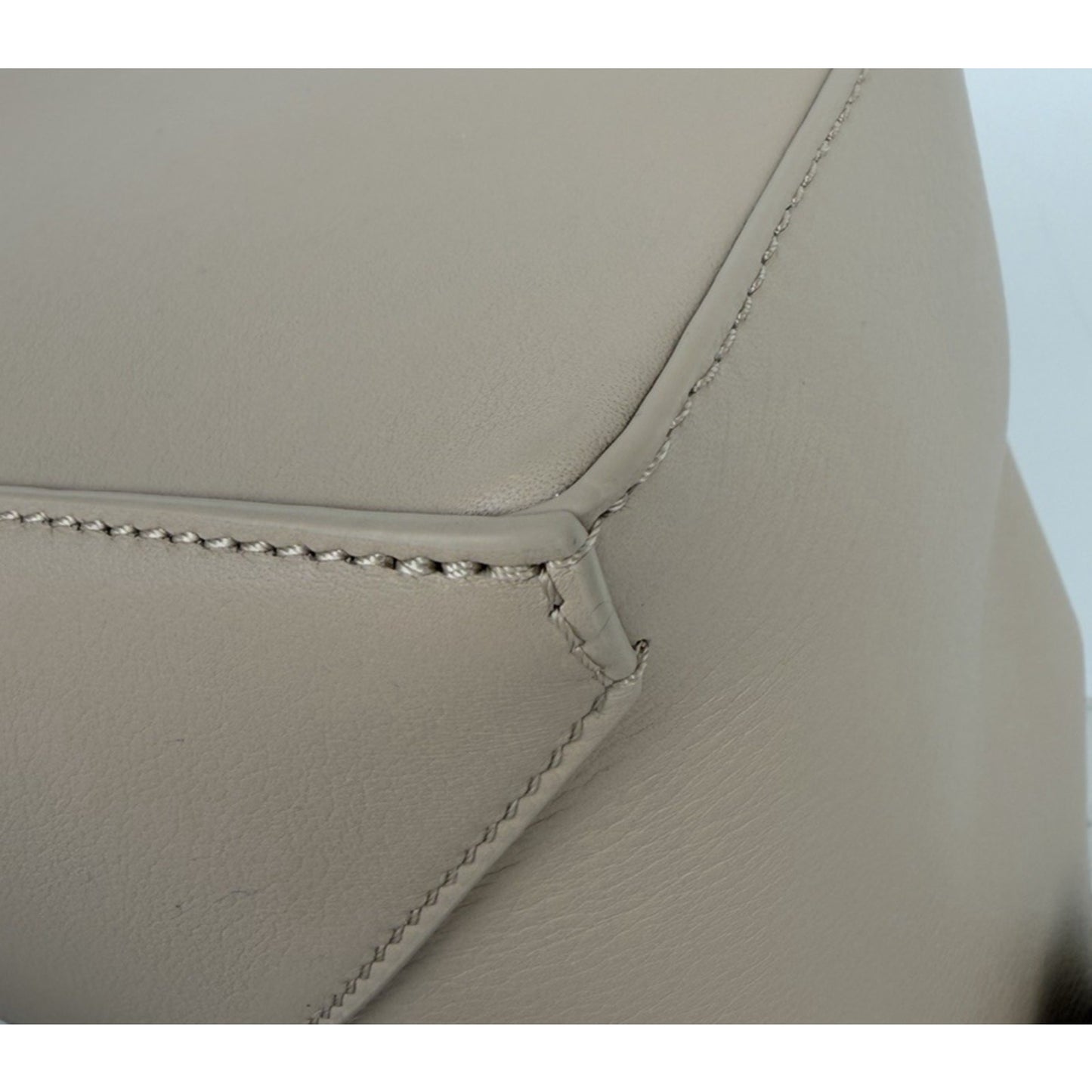LOEWE Puzzle Edge Shoulder Bag Small in Beige and White Calfskin Leather F3
