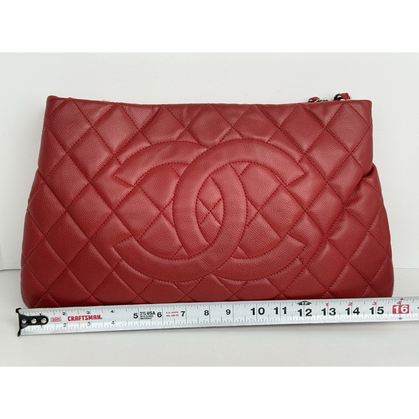 Chanel Timeless Petite Tote in Red Caviar Leather with Gold Hardware