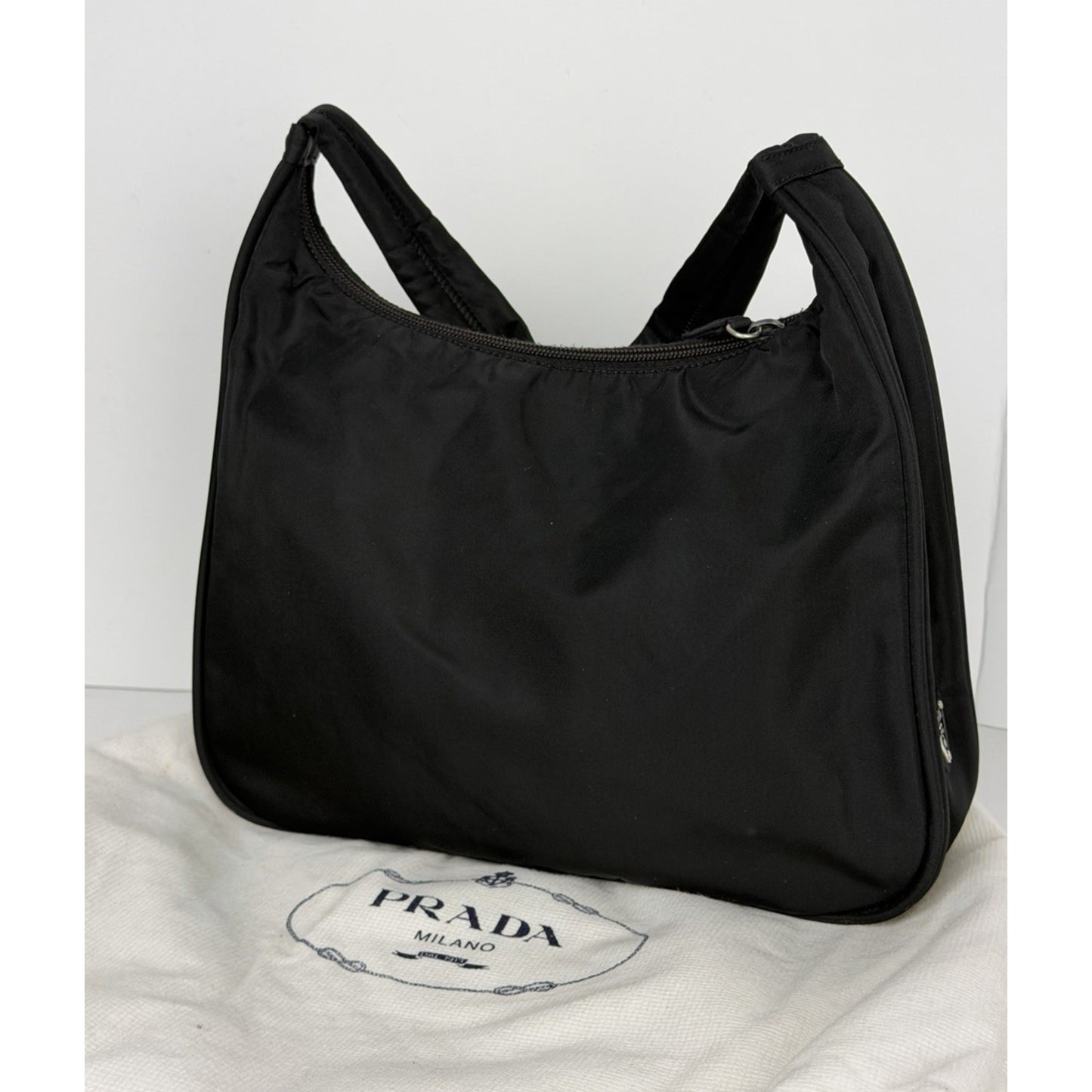 Prada Nylon Shoulder Bag Triangle Logo in Black for Women S06