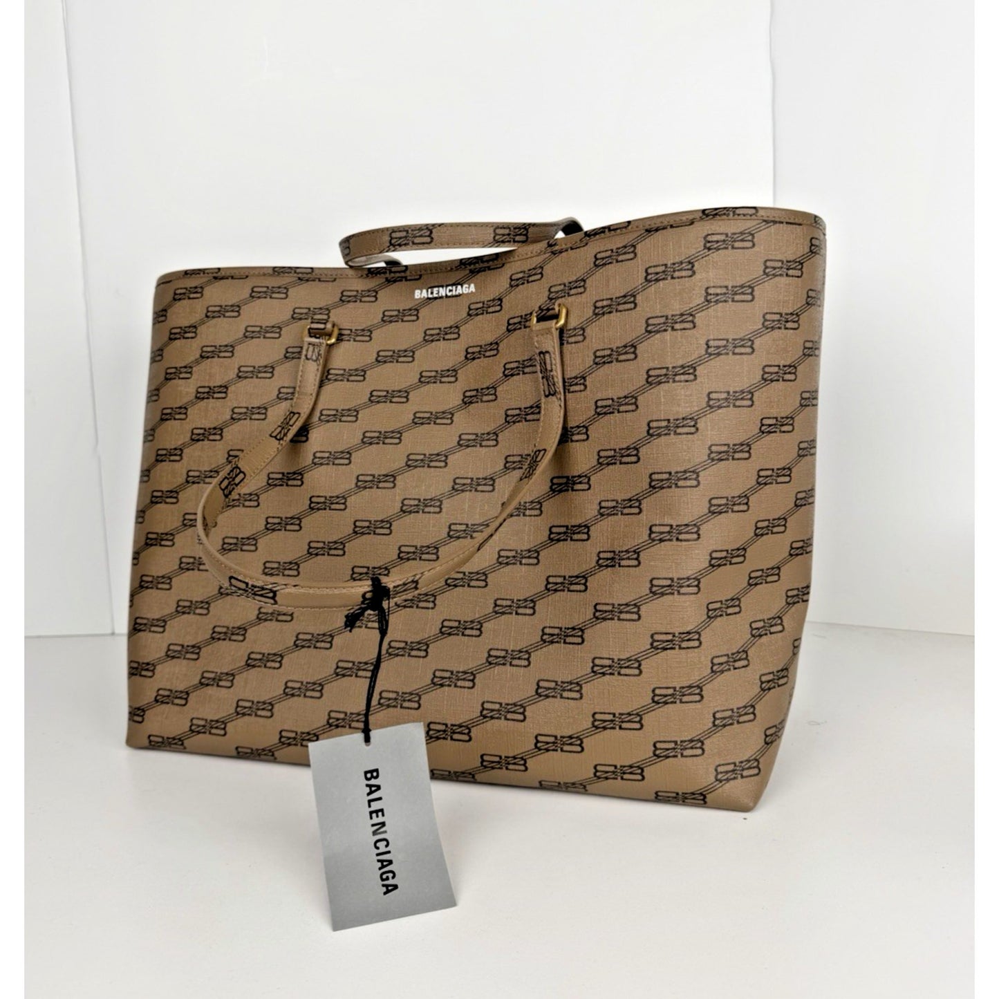 Balenciaga Signature BB Monogram East-West Shopper Tote Bag Large Brown Canvas S