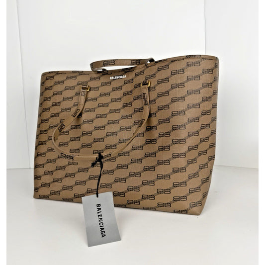 Balenciaga Signature BB Monogram East-West Shopper Tote Bag Large Brown Canvas S