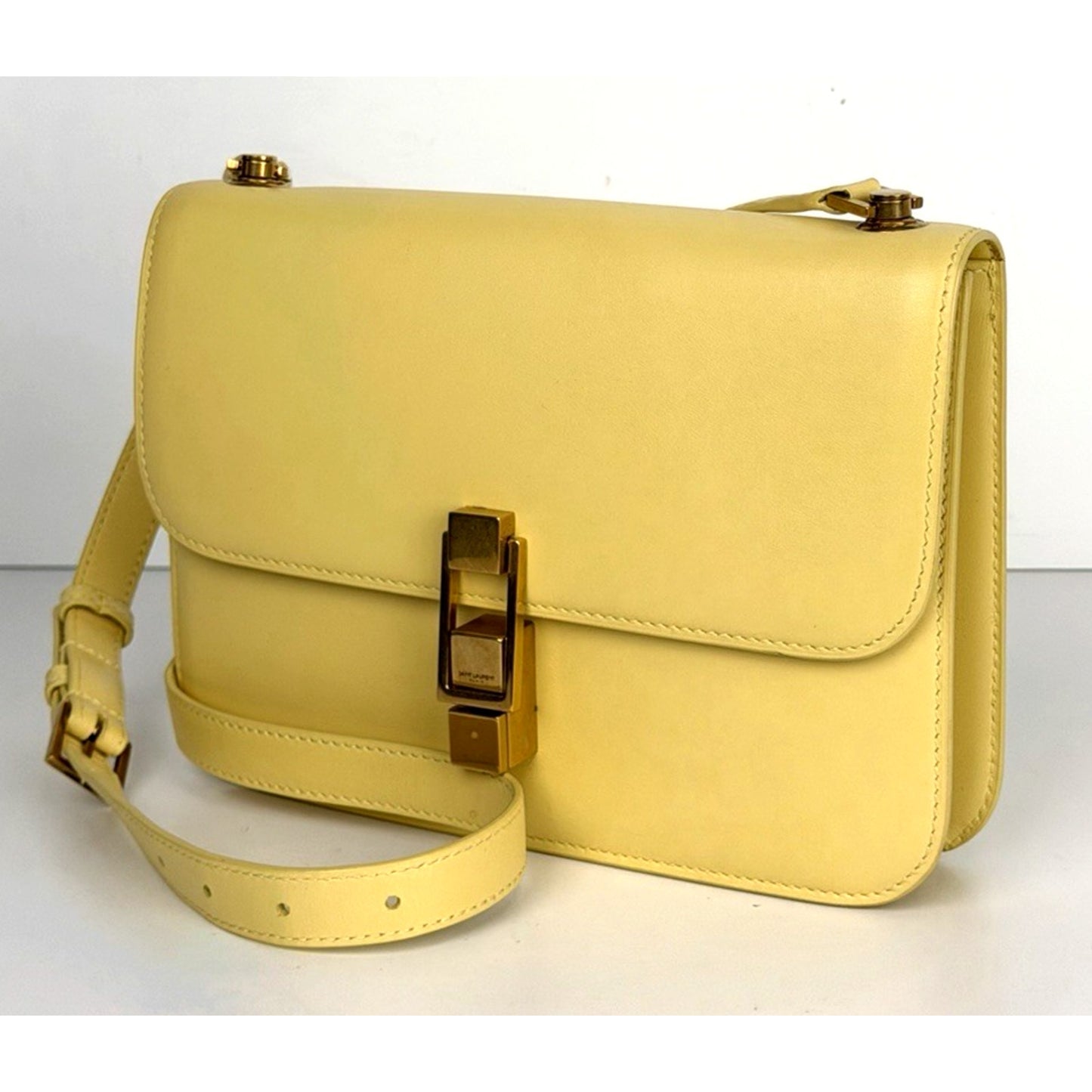 Saint Laurent Le Carre Shoulder Bag in Yellow Leather with Prominent Gold S19