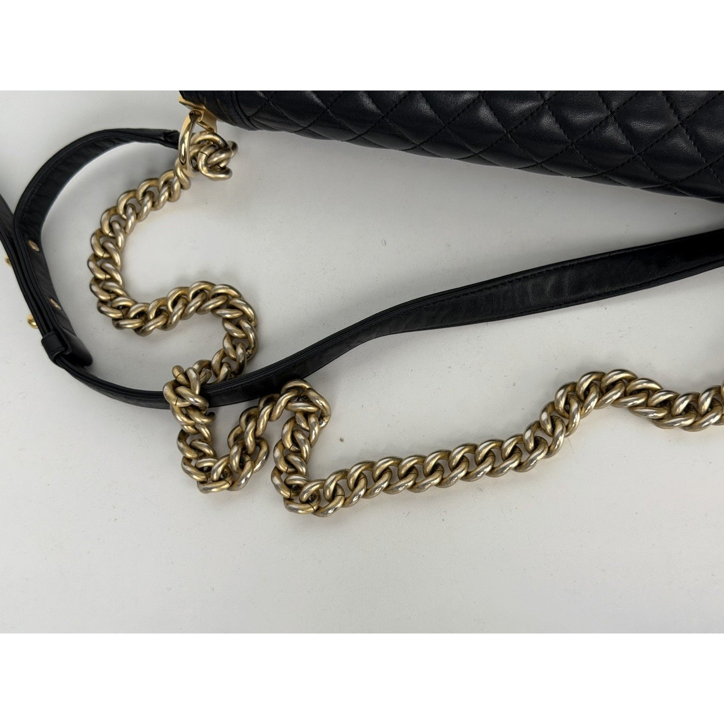 Chanel Large Boy Flap Bag in Black Quilted Leather Gold-Tone Hardware 2017 D4