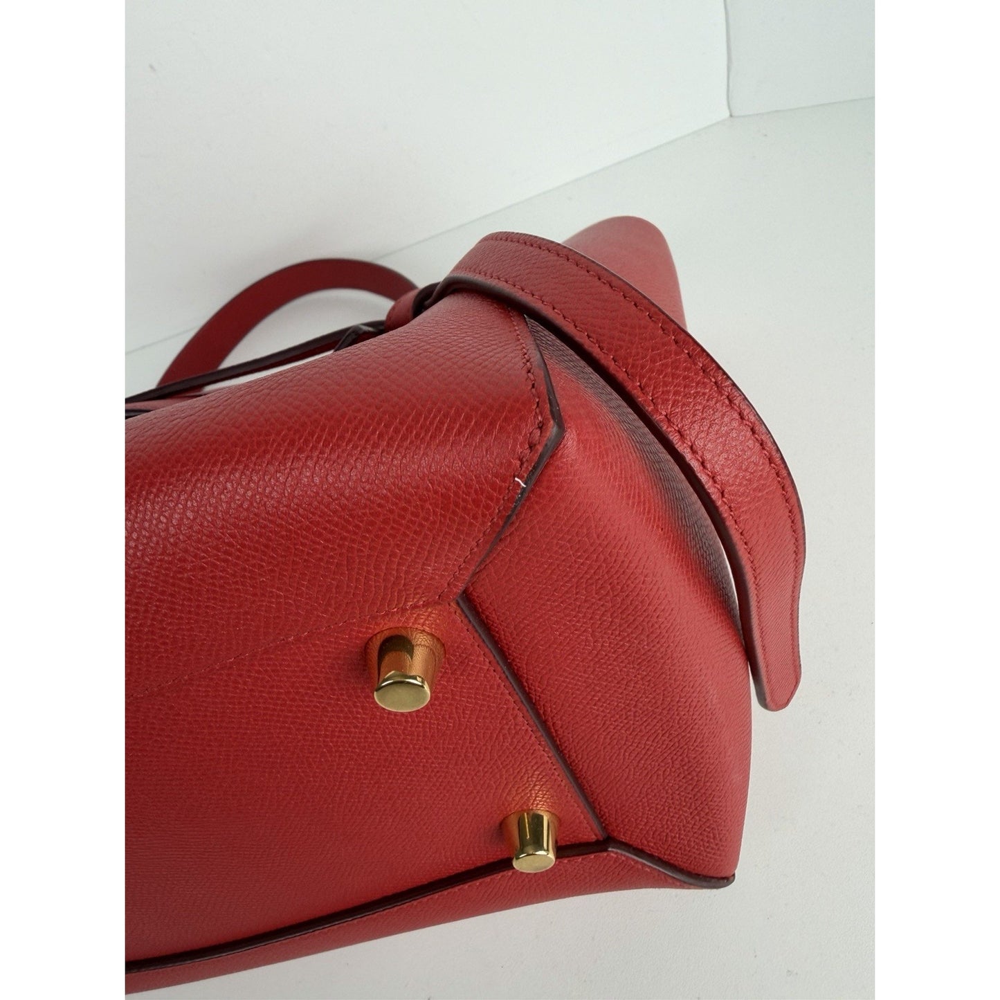 Celine by Phoebe Philo Mini Belt Bag in Red Textured Leather Knot Detail S