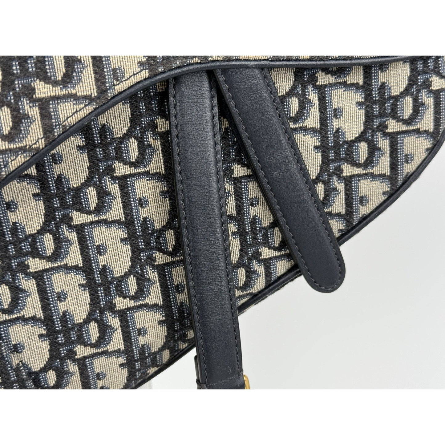 Christian Dior Oblique Jacquard Blue Canvas Saddle Women’s Shoulder Bag