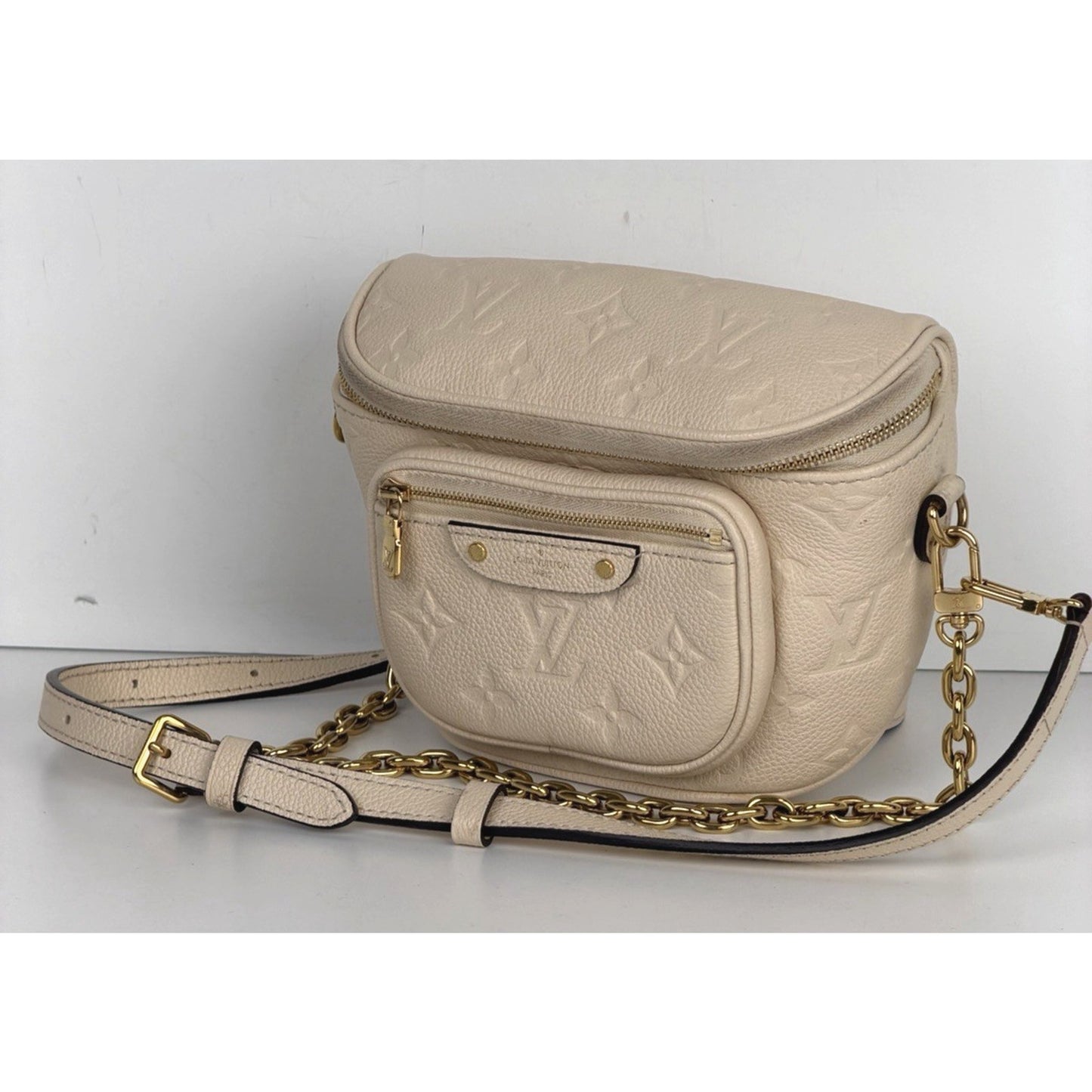 Louis Vuitton Mini Bumbag in Cream Embossed Monogram Empreinte Leather NFC U1
