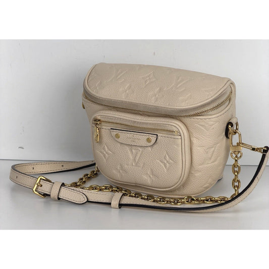 Louis Vuitton Mini Bumbag in Cream Embossed Monogram Empreinte Leather NFC U1